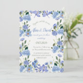 Einladung zur Hochzeit mit Blauer Flora. (Stehend Vorderseite)