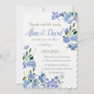 Einladung zur Hochzeit mit Blauer Flora.