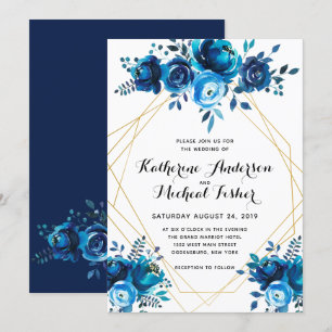 Einladung zur Hochzeit mit Blauer Geometrie