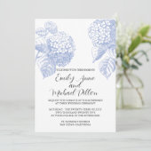 Einladung zur Hochzeit mit Blue Hydrangea (Stehend Vorderseite)