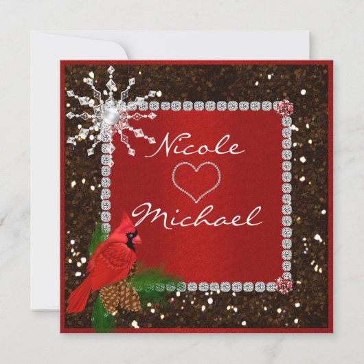 Einladung zur Hochzeit mit CRYSTAL SNOWFLAKE (Vorderseite)