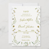 Einladung zur Hochzeit mit Daisies - Elegantes Blu (Vorderseite)