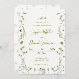 Einladung zur Hochzeit mit Daisies - Elegantes Blu