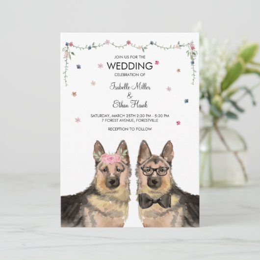 Einladung zur Hochzeit mit der deutschen Hirte (Stehend Vorderseite)