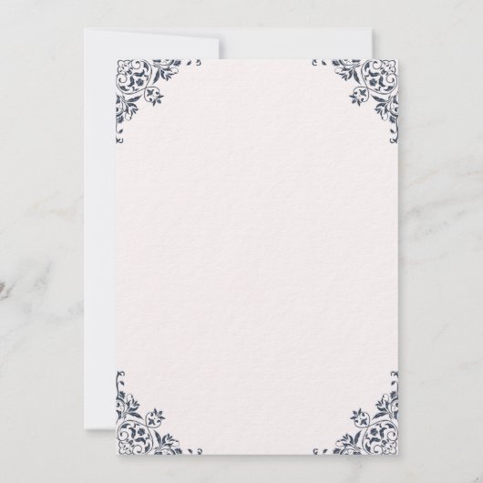 Einladung zur Hochzeit mit eleganten Eckdesigns (Rückseite)