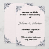 Einladung zur Hochzeit mit eleganten Eckdesigns (Vorne/Hinten)