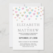 Einladung zur Hochzeit mit farbenfrohen Herzen Ele (Vorderseite)