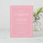 Einladung zur Hochzeit mit feinstem Rosa (Stehend Vorderseite)