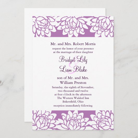 Einladung zur Hochzeit mit Flora und Moderne (Vorne/Hinten)