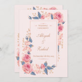 Einladung zur Hochzeit mit floralen Muslimen - Isl (Vorne/Hinten)