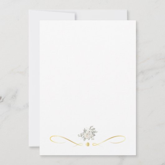 Einladung zur Hochzeit mit Gold und Blumen (Rückseite)