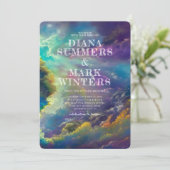 Einladung zur Hochzeit mit herrlichen lila Wolken (Stehend Vorderseite)