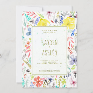 Einladung zur Hochzeit mit hübschem Blumenwasser