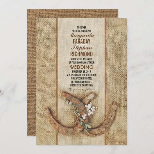 Einladung zur Hochzeit mit Hufeisen (Vorne/Hinten)