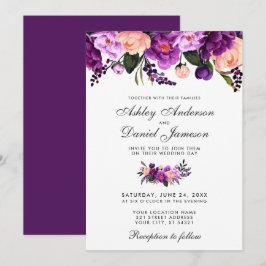 Einladung zur Hochzeit mit Lila Blütenblüte mit Ul
