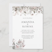 Einladung zur Hochzeit mit Minimalistischem Blumen (Vorderseite)