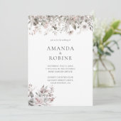 Einladung zur Hochzeit mit Minimalistischem Blumen (Stehend Vorderseite)