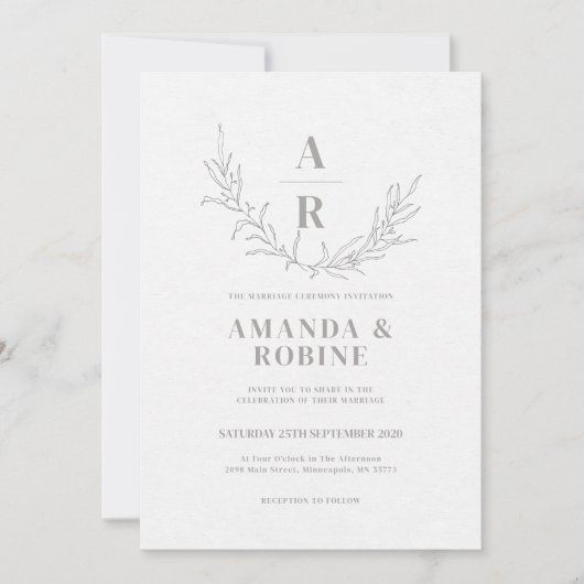 Einladung zur Hochzeit mit Minimalistischem Chic (Vorderseite)