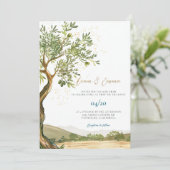 Einladung zur Hochzeit mit Olivenbaum (Stehend Vorderseite)