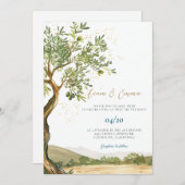 Einladung zur Hochzeit mit Olivenbaum (Vorne/Hinten)