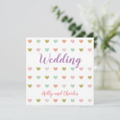Einladung zur Hochzeit mit Pastel Hearts Pattern (Stehend Vorderseite)