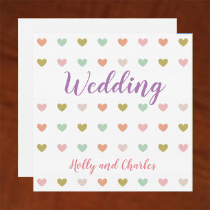 Einladung zur Hochzeit mit Pastel Hearts Pattern