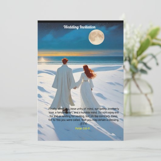 Einladung zur Hochzeit mit Peter 3:8-9 (Stehend Vorderseite)