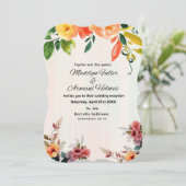 Einladung zur Hochzeit mit phantastischem Blumenwa (Stehend Vorderseite)