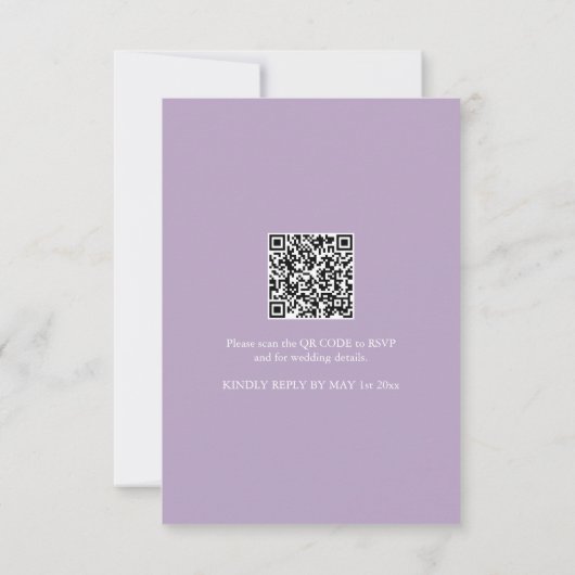 Einladung zur Hochzeit mit QR Code Botanischer Lav (Rückseite)