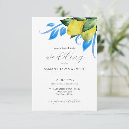 Einladung zur Hochzeit mit QR-Code Botanischer Zit (Stehend Vorderseite)