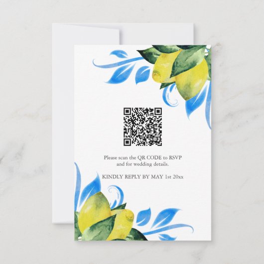 Einladung zur Hochzeit mit QR-Code Botanischer Zit (Rückseite)