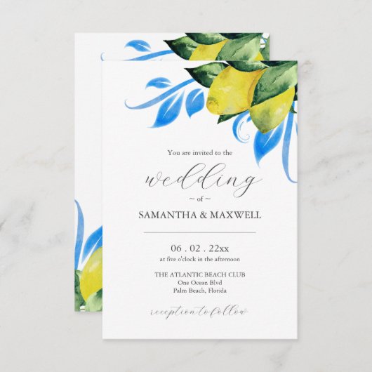 Einladung zur Hochzeit mit QR-Code Botanischer Zit (Vorne/Hinten)