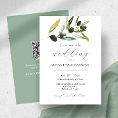 Einladung zur Hochzeit mit QR-Code Botanisches Oli