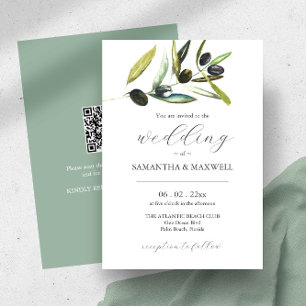 Einladung zur Hochzeit mit QR-Code Botanisches Oli