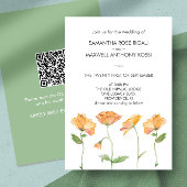 Einladung zur Hochzeit mit QR-Code Orange-Blume