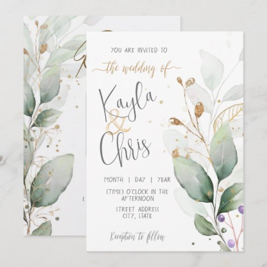 Einladung zur Hochzeit mit QR-Code-UAWG (Vorne/Hinten)