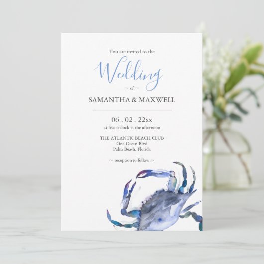 Einladung zur Hochzeit mit QR Code Wasserfarbenkra (Stehend Vorderseite)