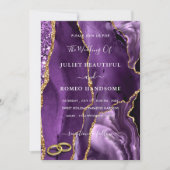 Einladung zur Hochzeit mit Rings aus lila Goldmarm (Vorderseite)