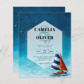 Einladung zur Hochzeit mit Segelboot (Vorne/Hinten)
