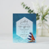 Einladung zur Hochzeit mit Segelboot (Stehend Vorderseite)