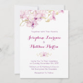 Einladung zur Hochzeit mit tropischer Lila Orchide (Vorderseite)