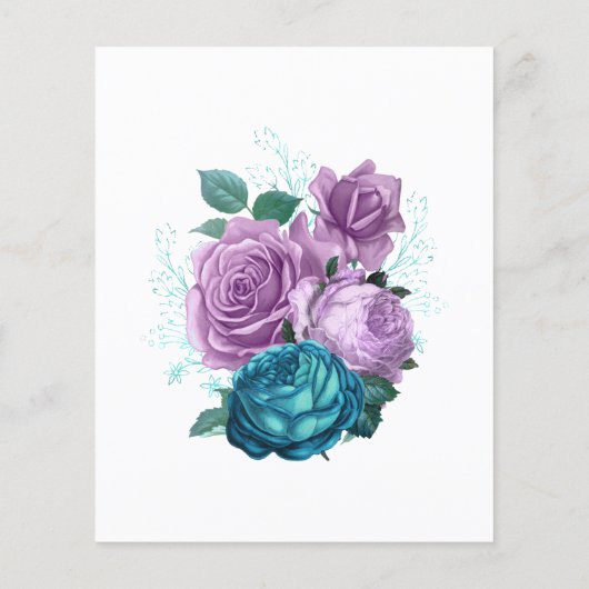 Einladung zur Hochzeit mit Türkis und Lavendel Flyer (Hinten)