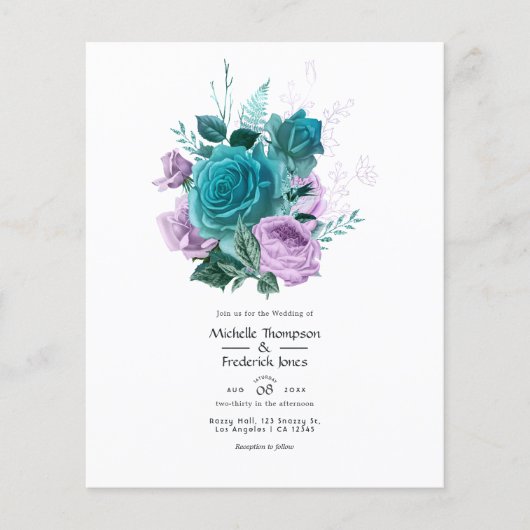 Einladung zur Hochzeit mit Türkis und Lavendel Flyer (Vorne)