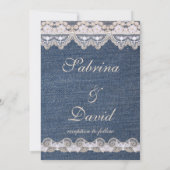 Einladung zur Hochzeit mit Vintagem Denim und Spit (Rückseite)