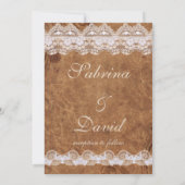 Einladung zur Hochzeit mit Vintagem Leder und Spit (Rückseite)