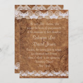 Einladung zur Hochzeit mit Vintagem Leder und Spit (Vorne/Hinten)