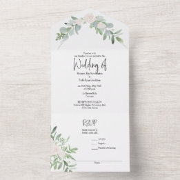 Einladung zur Hochzeit mit Wasserfarben-Blumenmoti
