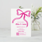 Einladung zur Hochzeit mit weißem Bugrosa (Stehend Vorderseite)