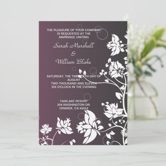 Einladung zur Hochzeit mit weißer Blume (Stehend Vorderseite)