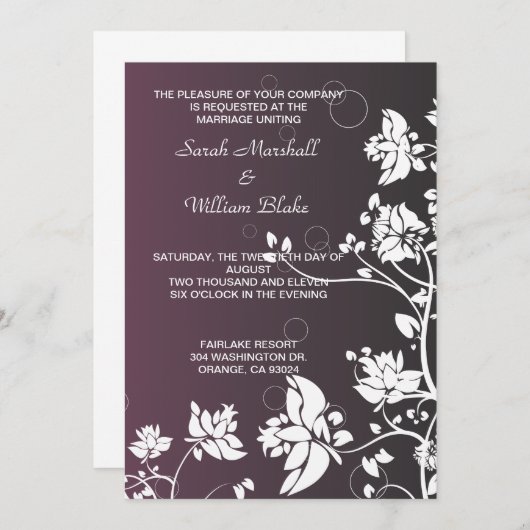 Einladung zur Hochzeit mit weißer Blume (Vorne/Hinten)